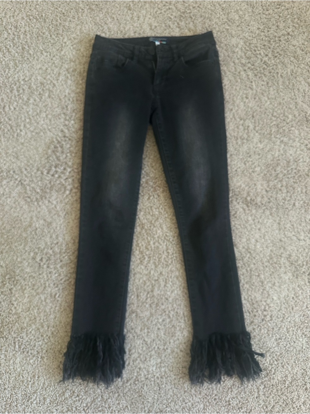 Boom Boom Jeans Black Ankle Fringe Crop Jeans
